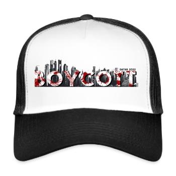 Boykott Fußball-WM in Qatar Schwarz - Trucker Cap - Weiß/Schwarz - Vorne