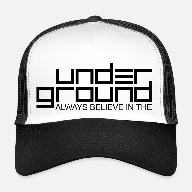 techno always believe in the underground cadeau - Casquette trucker  - blanc/noir