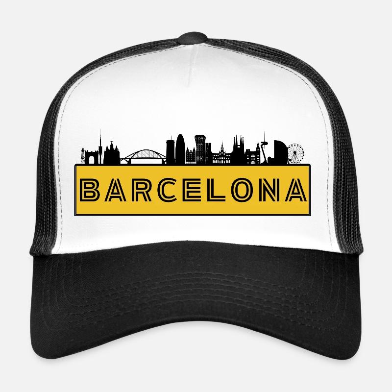 Stadt Barcelona - Spanien - Trucker Cap - Weiß/Schwarz