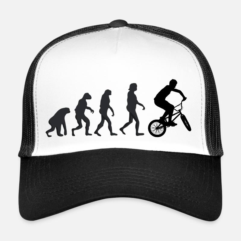 Vélo - Évolution humaine - Casquette trucker  - blanc/noir