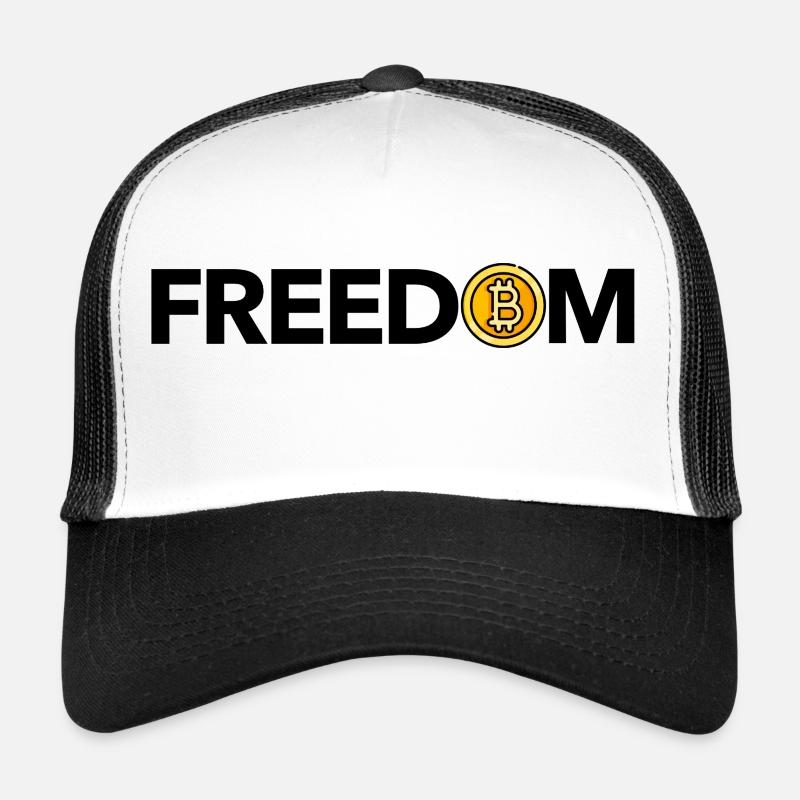 Bitcoin = Freedom (black) - Trucker Cap - Weiß/Schwarz