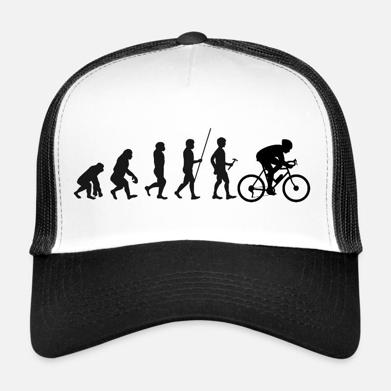 Die Evolution des Menschen vom Urmenschen zum Radfahrer - Trucker Cap - Weiß/Schwarz