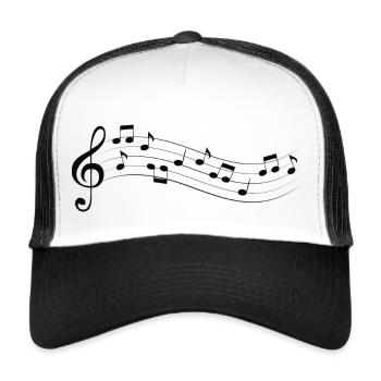 Noten / Notensystem / Violinschlüssel - Trucker Cap - Weiß/Schwarz - Vorne