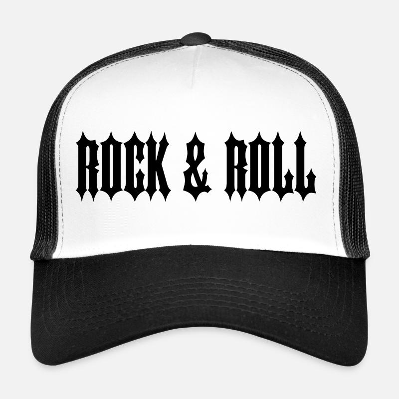 "ROCK & ROLL" SCHWARZER TEXT Trucker Cap