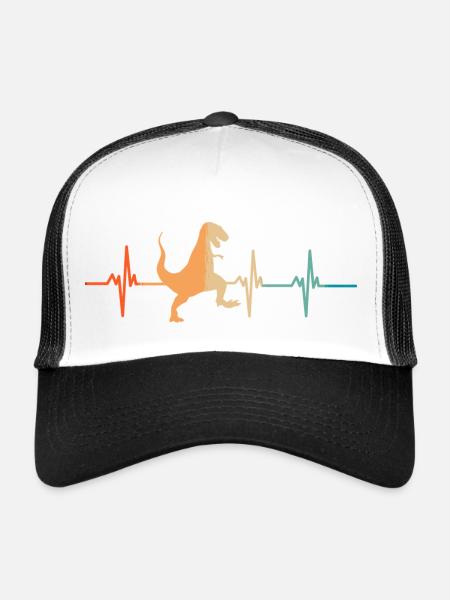 Battement de cœur Dinosaur - Casquette trucker  - blanc/noir - Devant