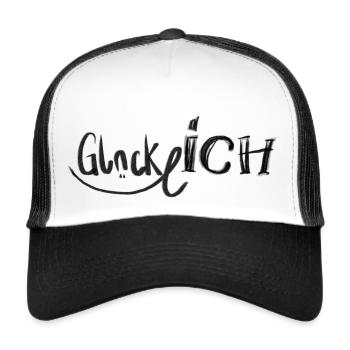 Glücklich - Trucker Cap - Weiß/Schwarz - Vorne