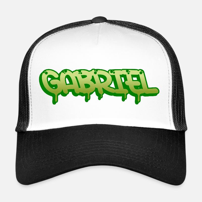 Graffiti prénom Gabriel - Casquette trucker  - blanc/noir