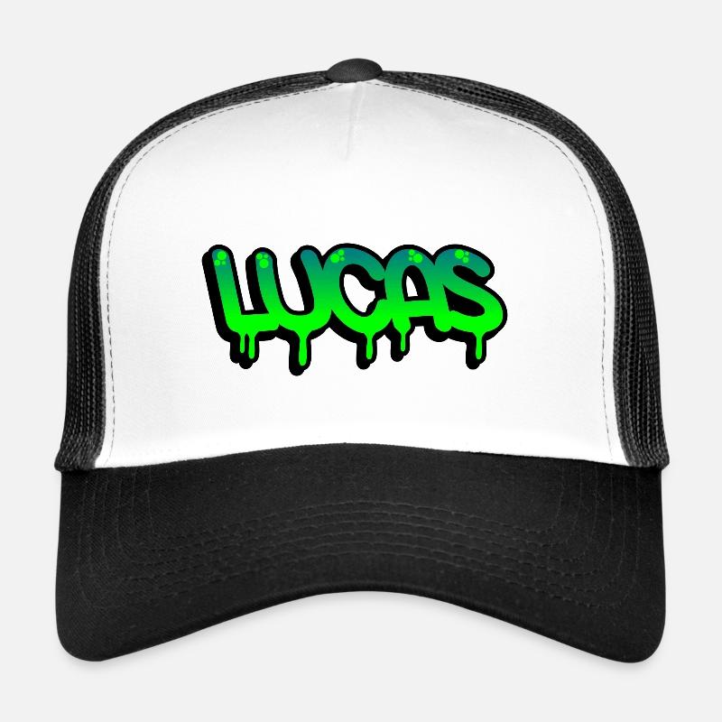 Graffiti-Name Lucas - Trucker Cap - Weiß/Schwarz