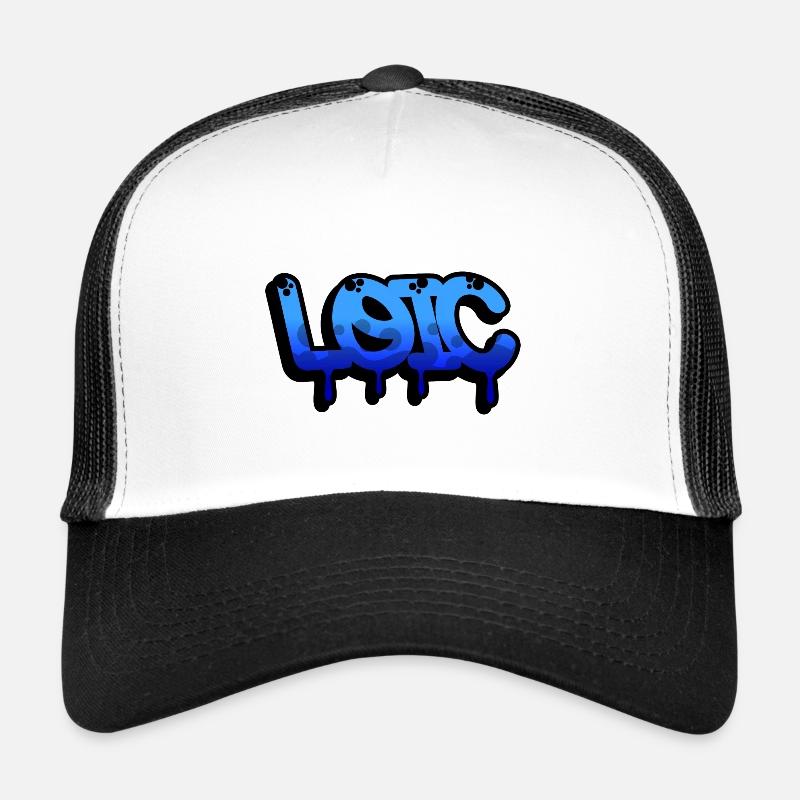 Graffiti prénom Loic - Casquette trucker  - blanc/noir