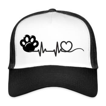 Patte de chat Heartbeat - Casquette trucker  - blanc/noir - Devant