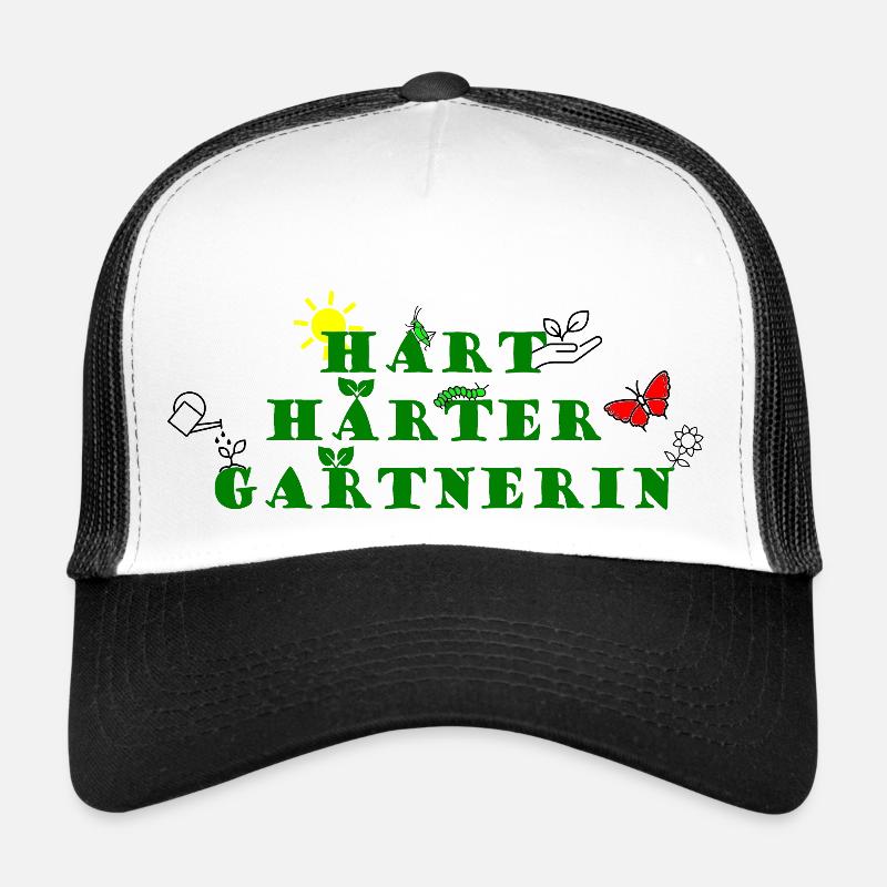 Hart, Härter, Gärtnerin - Trucker Cap - Weiß/Schwarz