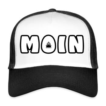 Moin& Moinsen & Guten Morgen - Trucker Cap - Weiß/Schwarz - Vorne