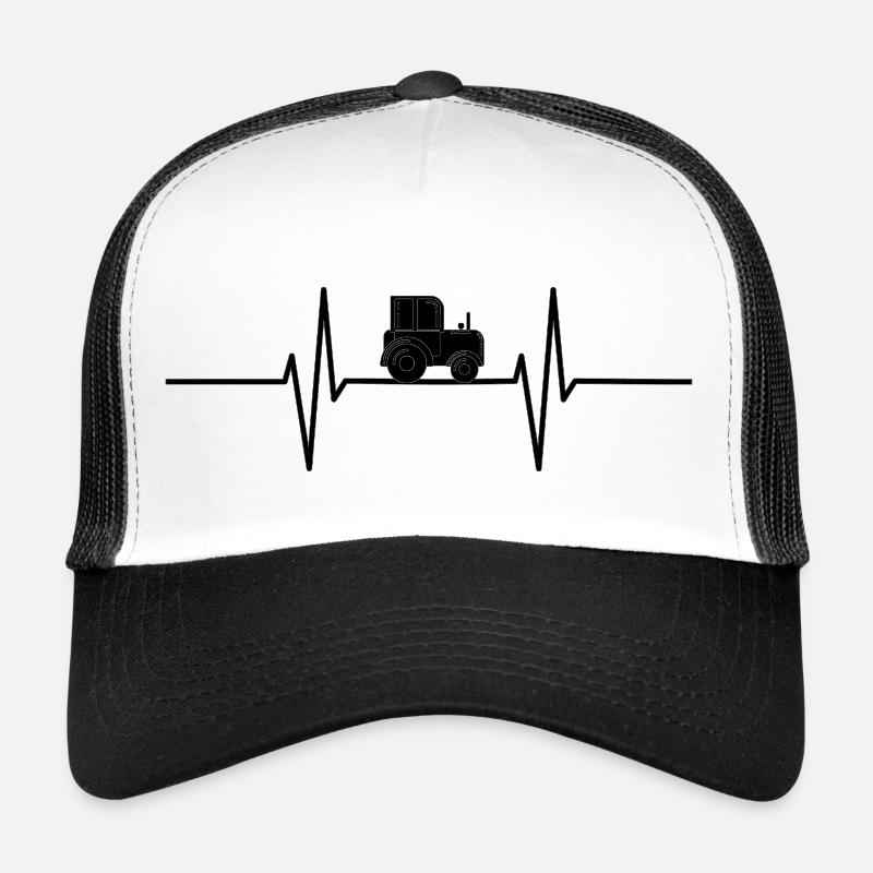 Herzschlag mit Trecker / Traktor - Trucker Cap - Weiß/Schwarz