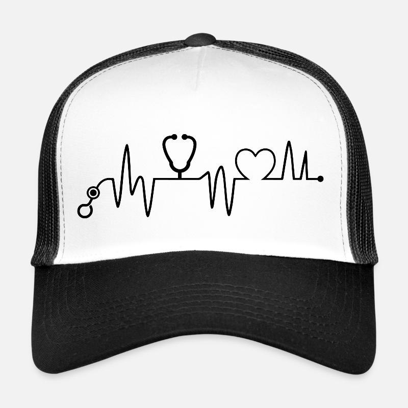 Krankenschwester - Krankenschwester - Herzschlag - Trucker Cap - Weiß/Schwarz