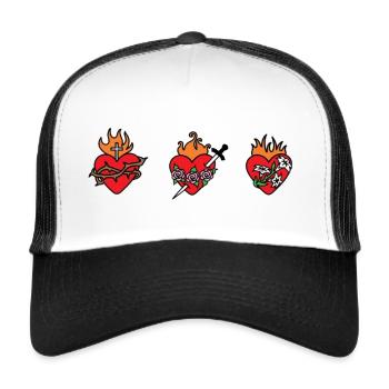 Sacré-Cœur de Jésus, Marie et Joseph - Casquette trucker  - blanc/noir - Devant