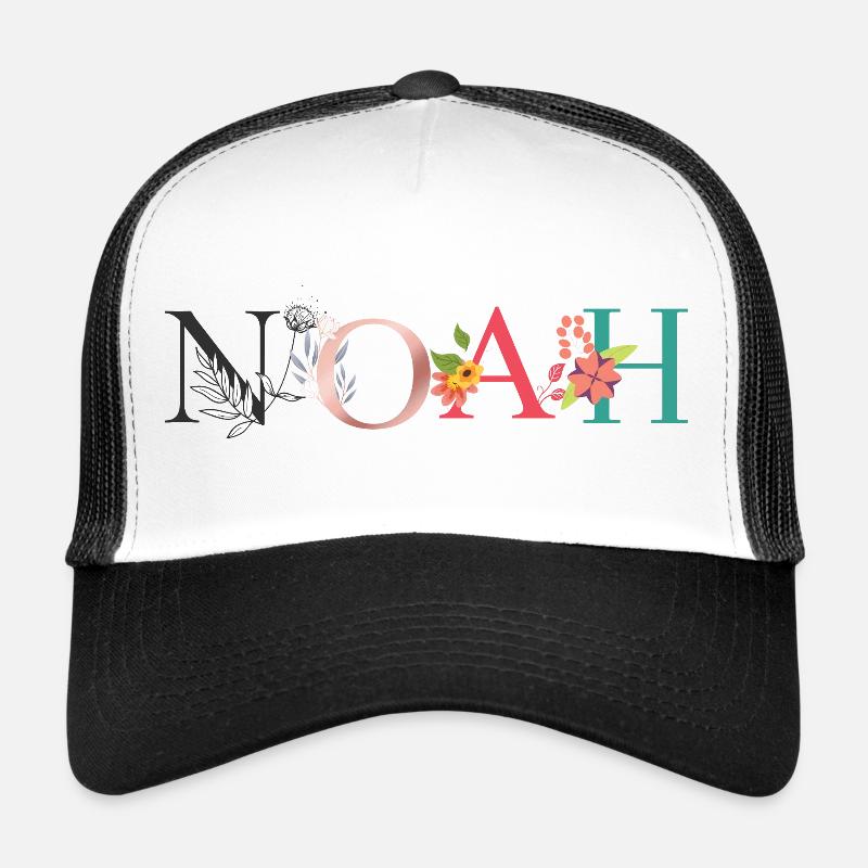 NOAH Name Art With Flowers Embroidered Trucker Cap
