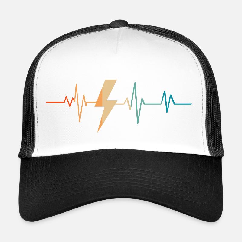 Battement de coeur rétro éclair - Casquette trucker  - blanc/noir