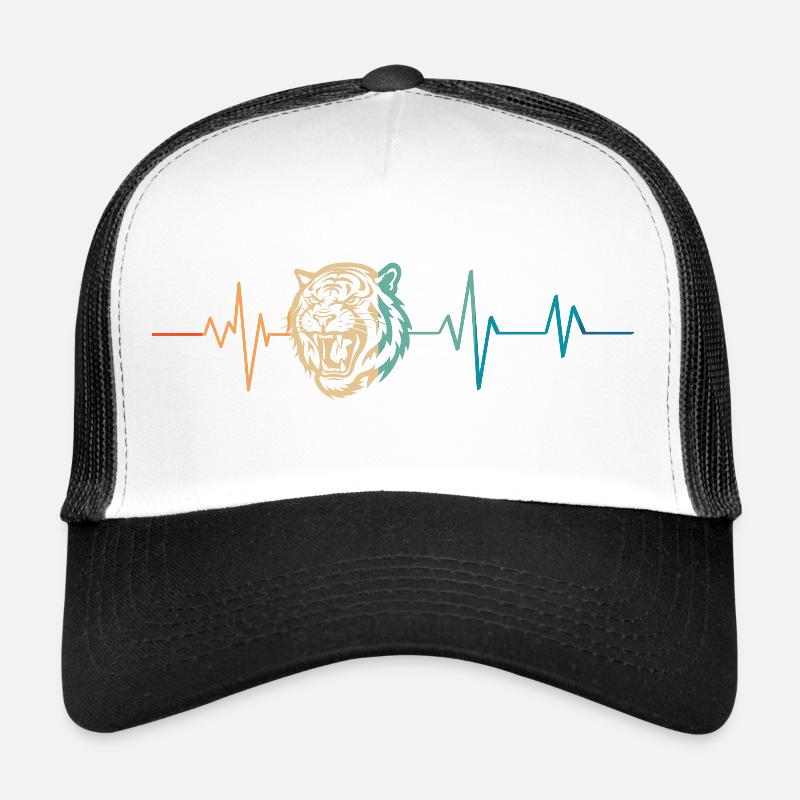 Retro Tiger Head Heartbeat Trucker Cap