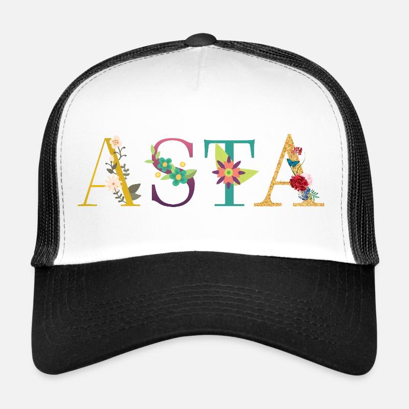 Nom ASTA décoré de fleurs Casquette trucker 