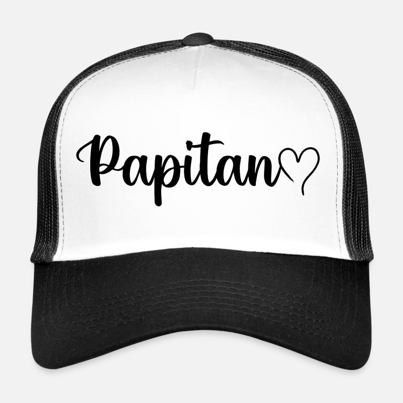 Papa Papi Vater Tochter Sohn Vatertag Männer Shirt - Trucker Cap - Weiß/Schwarz