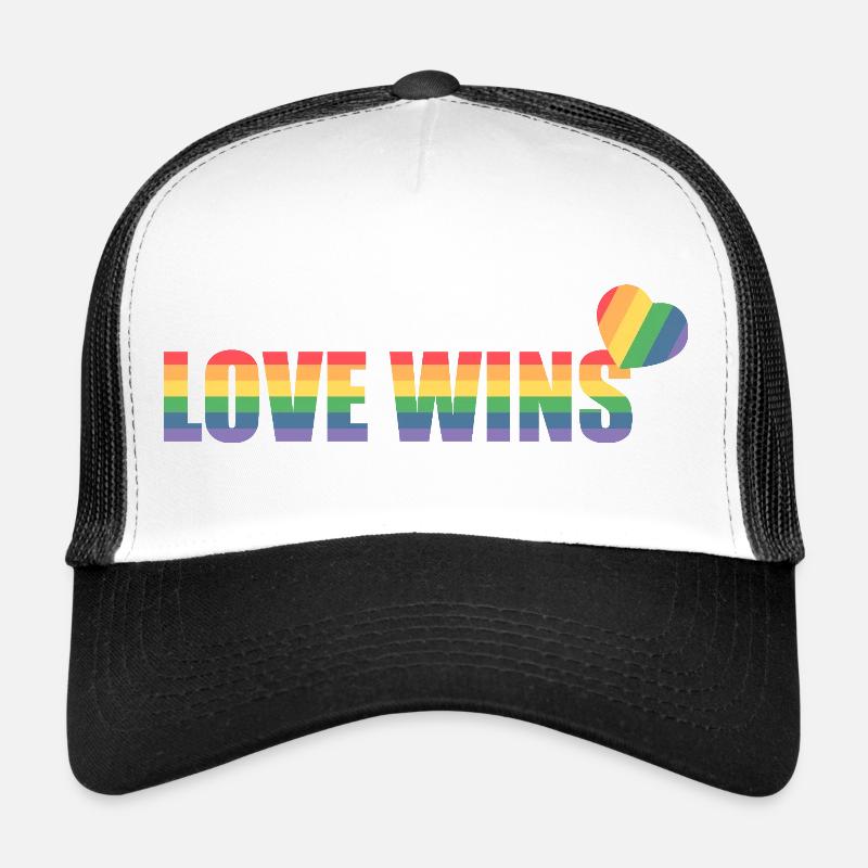 Bunter Regenbogen Herz mit Liebesbotschaft Trucker Cap