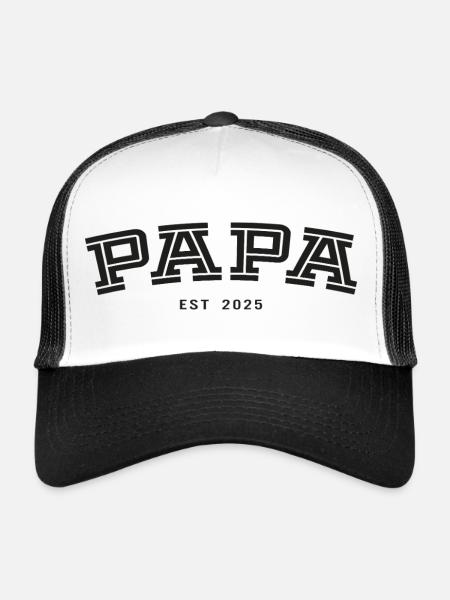 Papa depuis 2025 - Casquette trucker  - blanc/noir - Devant