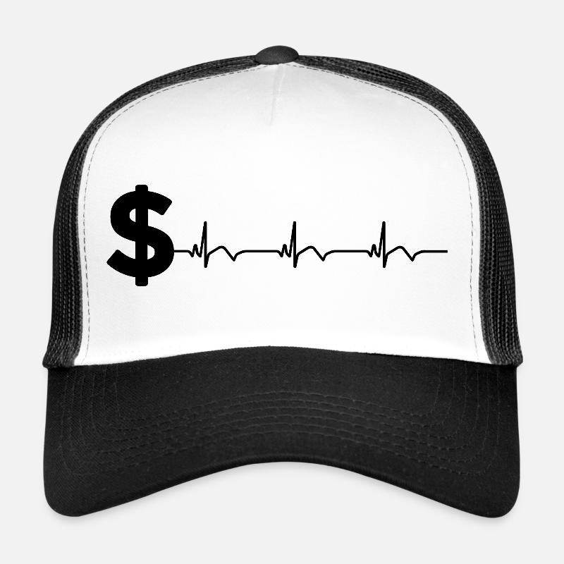 Signe dollar $ ECG Battement de cœur Casquette trucker 
