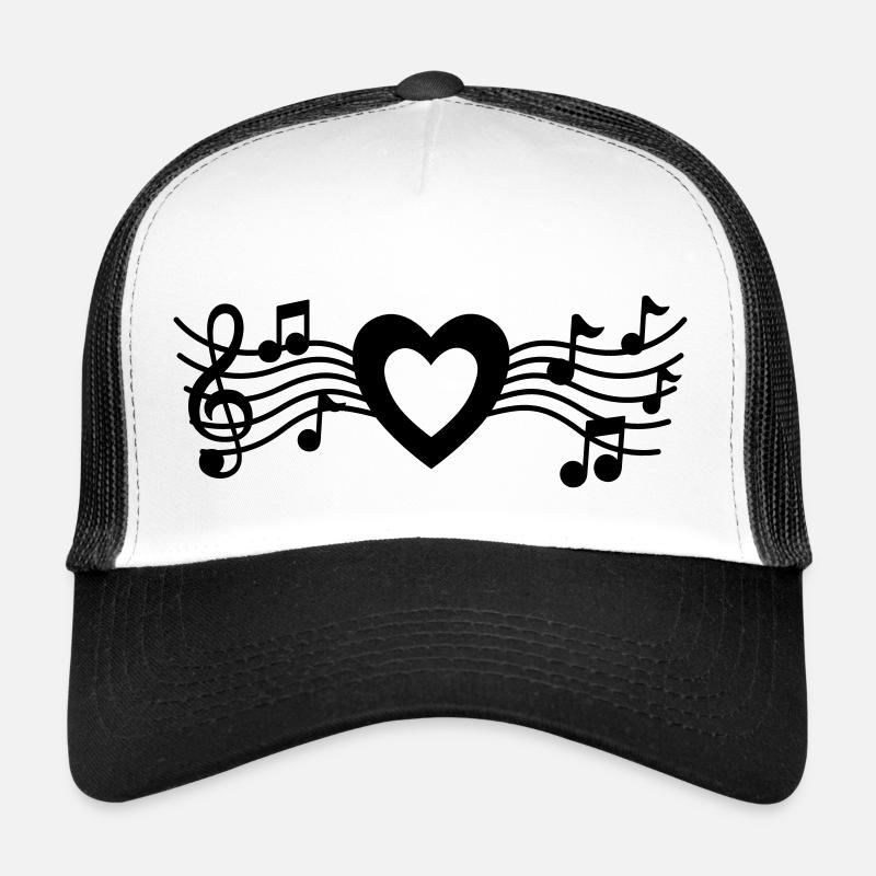 Musik-Herz - Trucker Cap - Weiß/Schwarz