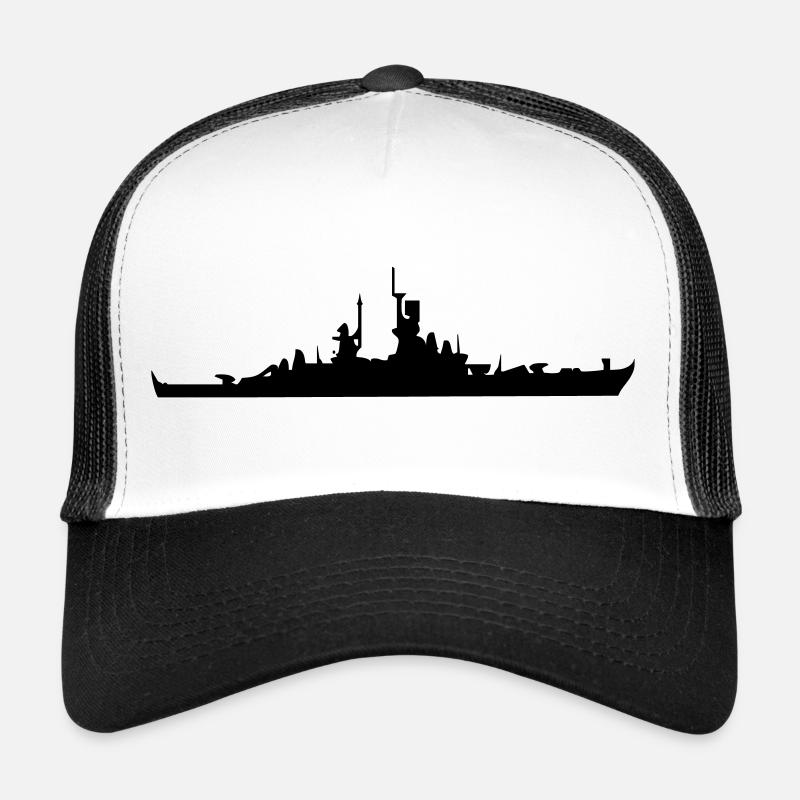 Vector Navy warship Silhouette Trucker Cap