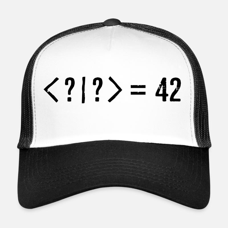 Best Quantum Joke Ever: Bra-Ket = 42 (Grunge) - Trucker Cap - white/black