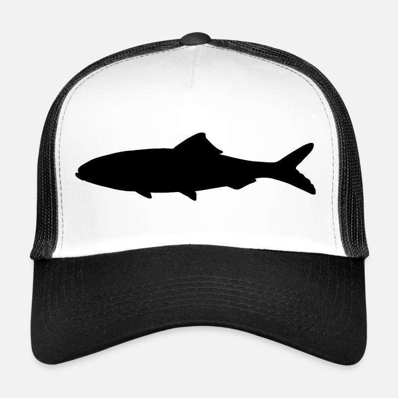 Logo de figure d’ombre de poisson pêcheur, étal de poisson Casquette trucker 