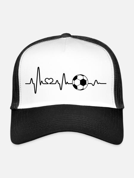 Football Fan Heartbeat Amour Footballeur EKG Drôle - Casquette trucker  - blanc/noir - Devant