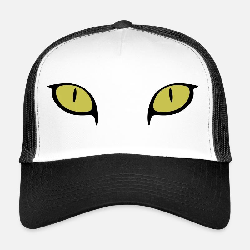 Yeux de chat - Casquette trucker  - blanc/noir