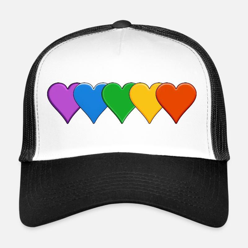 Rainbow Hearts Pride - Trucker Cap - Weiß/Schwarz