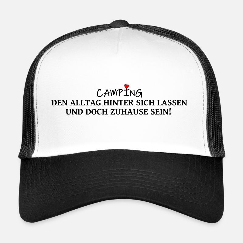 Campingspruch: Den Alltag hinter sich lassen - Trucker Cap - Weiß/Schwarz