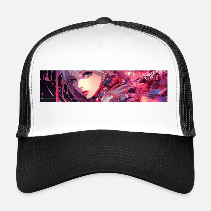 Anime Cyber - Trucker Cap - Weiß/Schwarz