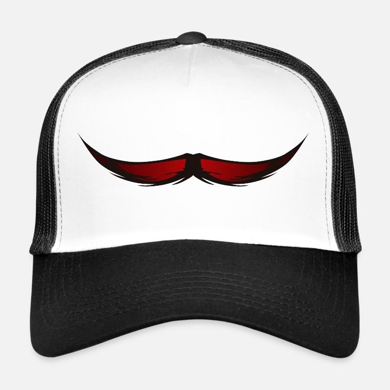 Schnurrbart Schnurrbart Hipster 610 B - Trucker Cap - Weiß/Schwarz