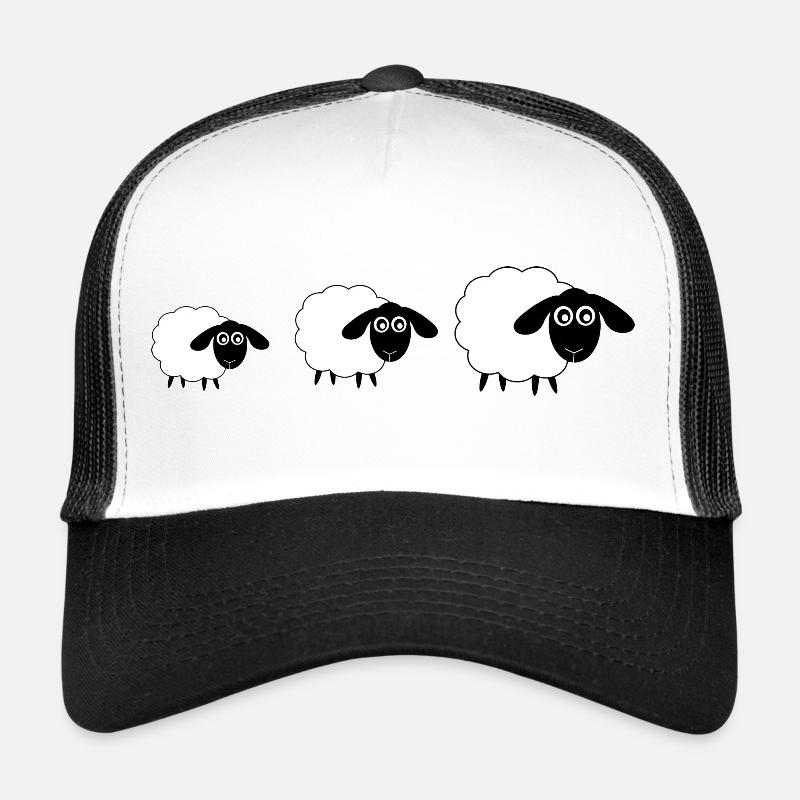 Schafe - Trucker Cap - Weiß/Schwarz