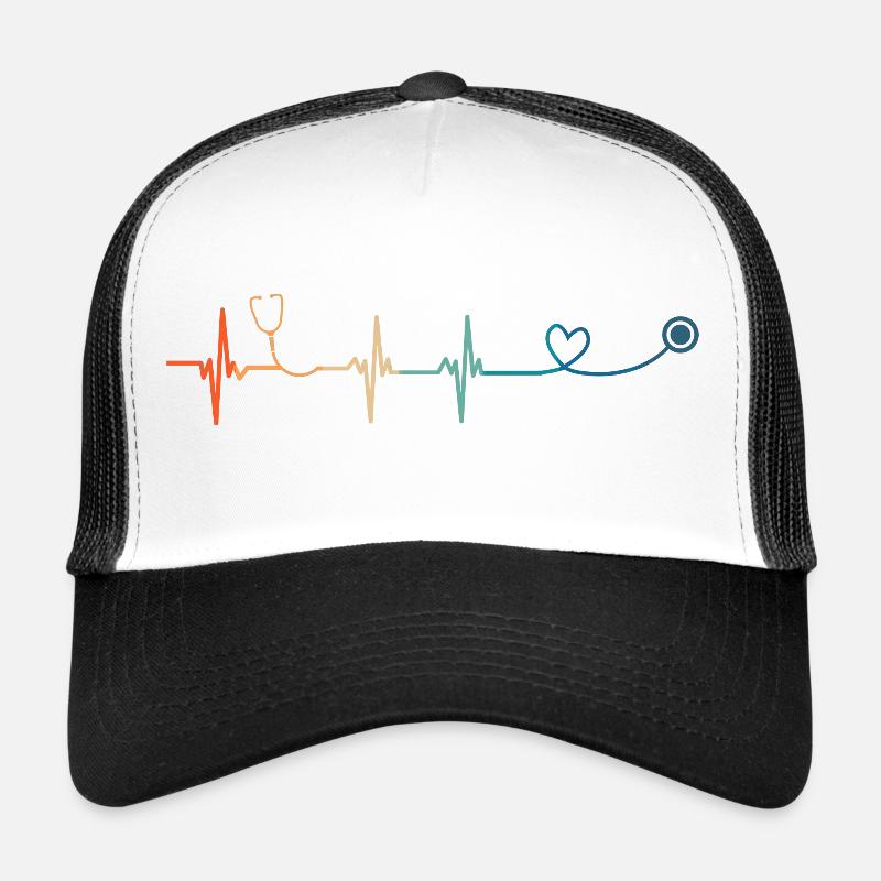 Herzschlag-Stethoskop - Trucker Cap - Weiß/Schwarz