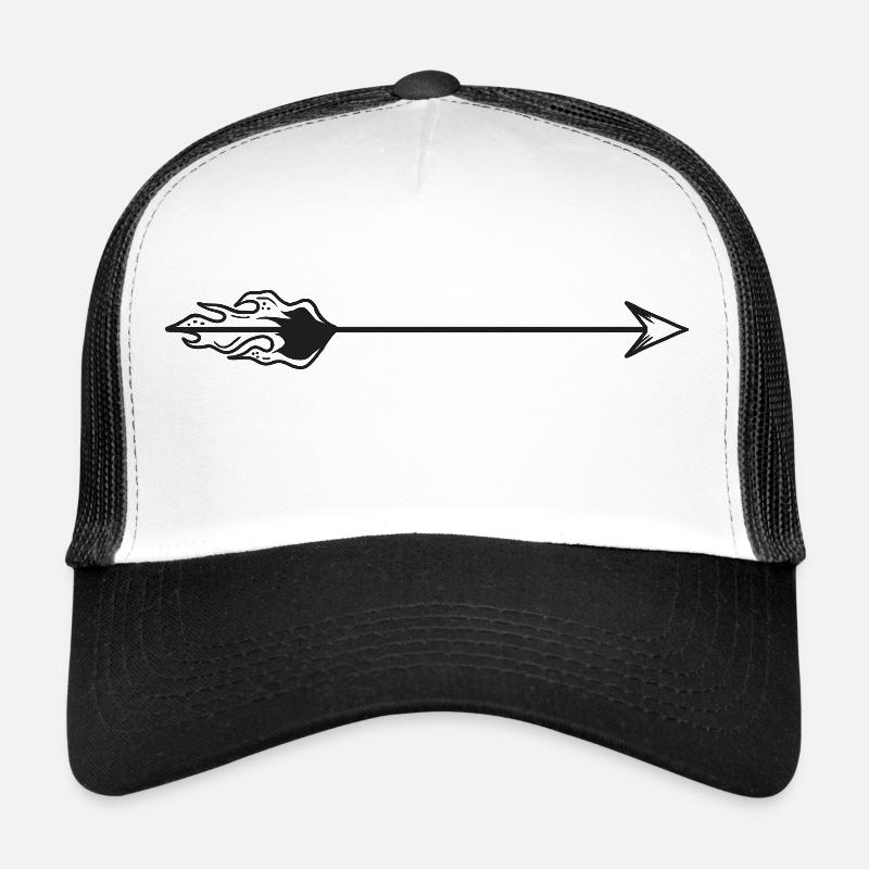 Flèche dessinée avec du feu - Casquette trucker  - blanc/noir