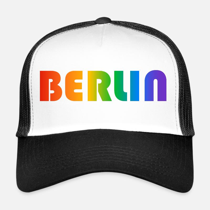 Berliner Regenbogen Text - Trucker Cap - Weiß/Schwarz