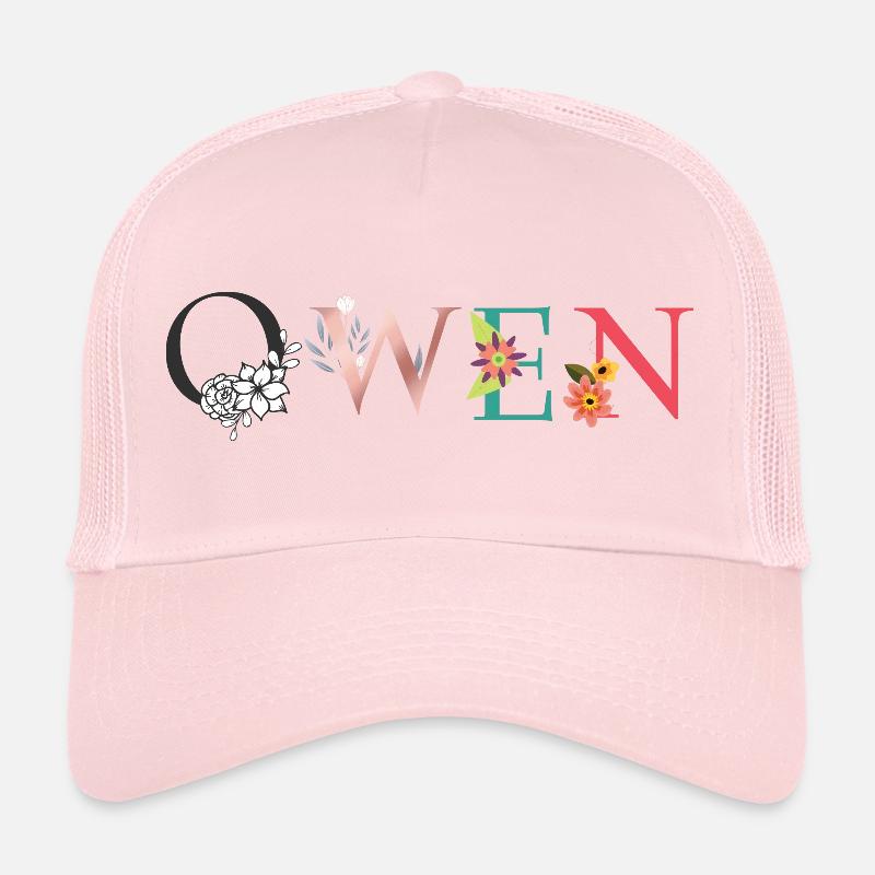 OWEN Name Art avec fleurs brodées Casquette trucker 
