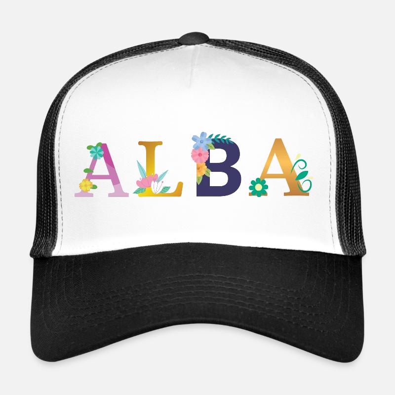 Nom de l’ALBA décoré de fleurs Casquette trucker 