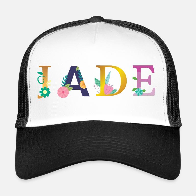 Nom JADE décoré de fleurs Casquette trucker 
