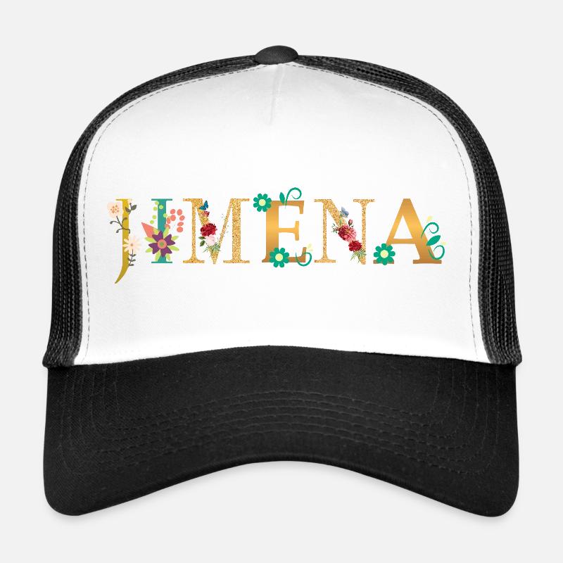 Le nom de JIMENA est décoré de fleurs Casquette trucker 