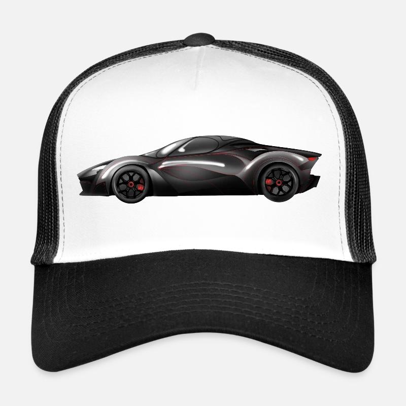 Schwarz glänzendes Supersportwagen-Design Trucker Cap