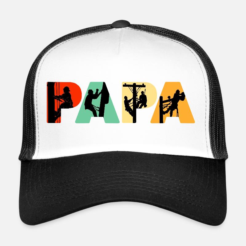 Papa Lineman Retro Silhouette Typografie Trucker Cap