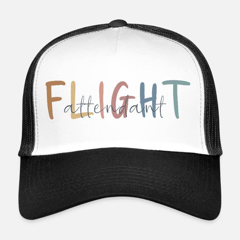 Flugbegleiter Geschenk - Flight Attendant Geschenk - Trucker Cap - Weiß/Schwarz