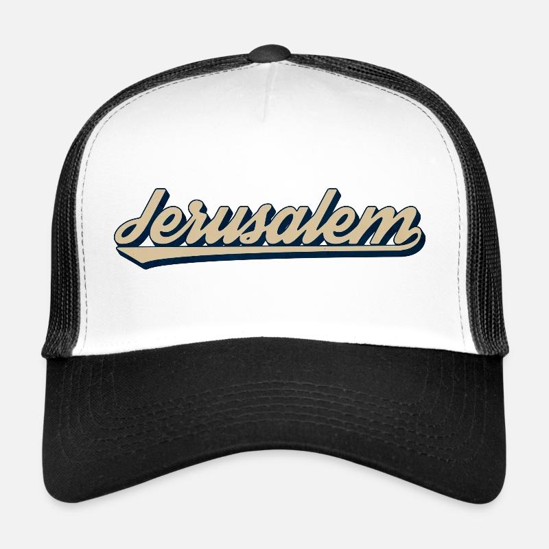 Design des lettres-de-Jérusalem - Casquette trucker - blanc/noir