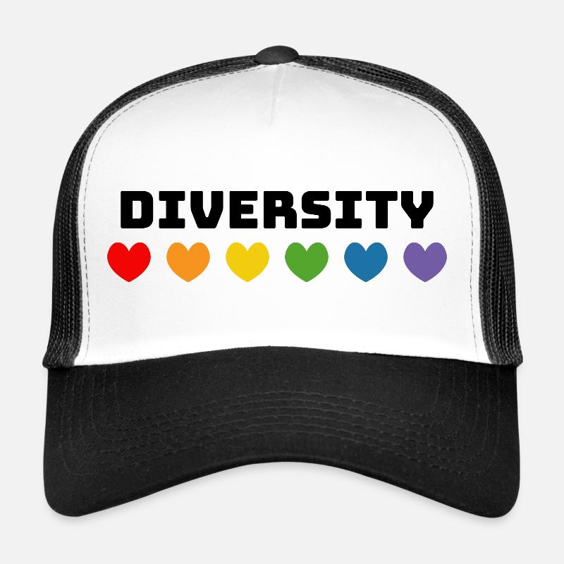 Regenbogenherzchen Diversity LGBT lgbtqi queer - Trucker Cap - Weiß/Schwarz